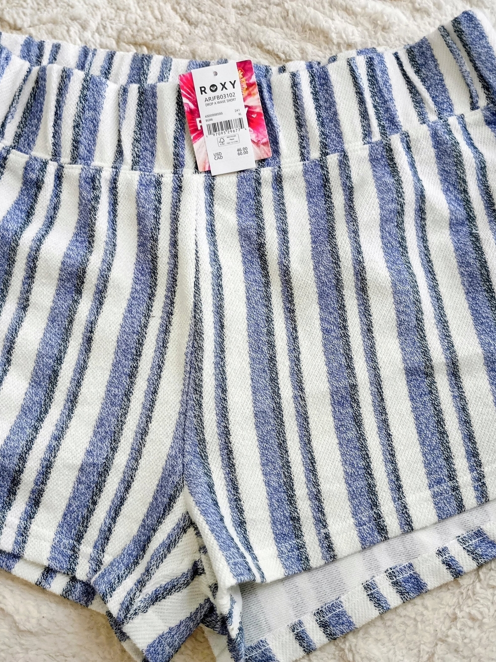 Roxy Blue & White Striped Women’s Terry Shorts